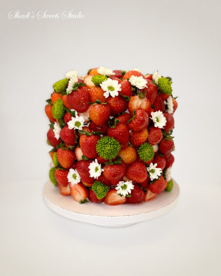 Fresh Strawberry Floral Cake
