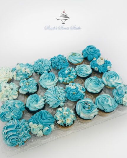 Ombré Blue Bloom Cupcake Box
